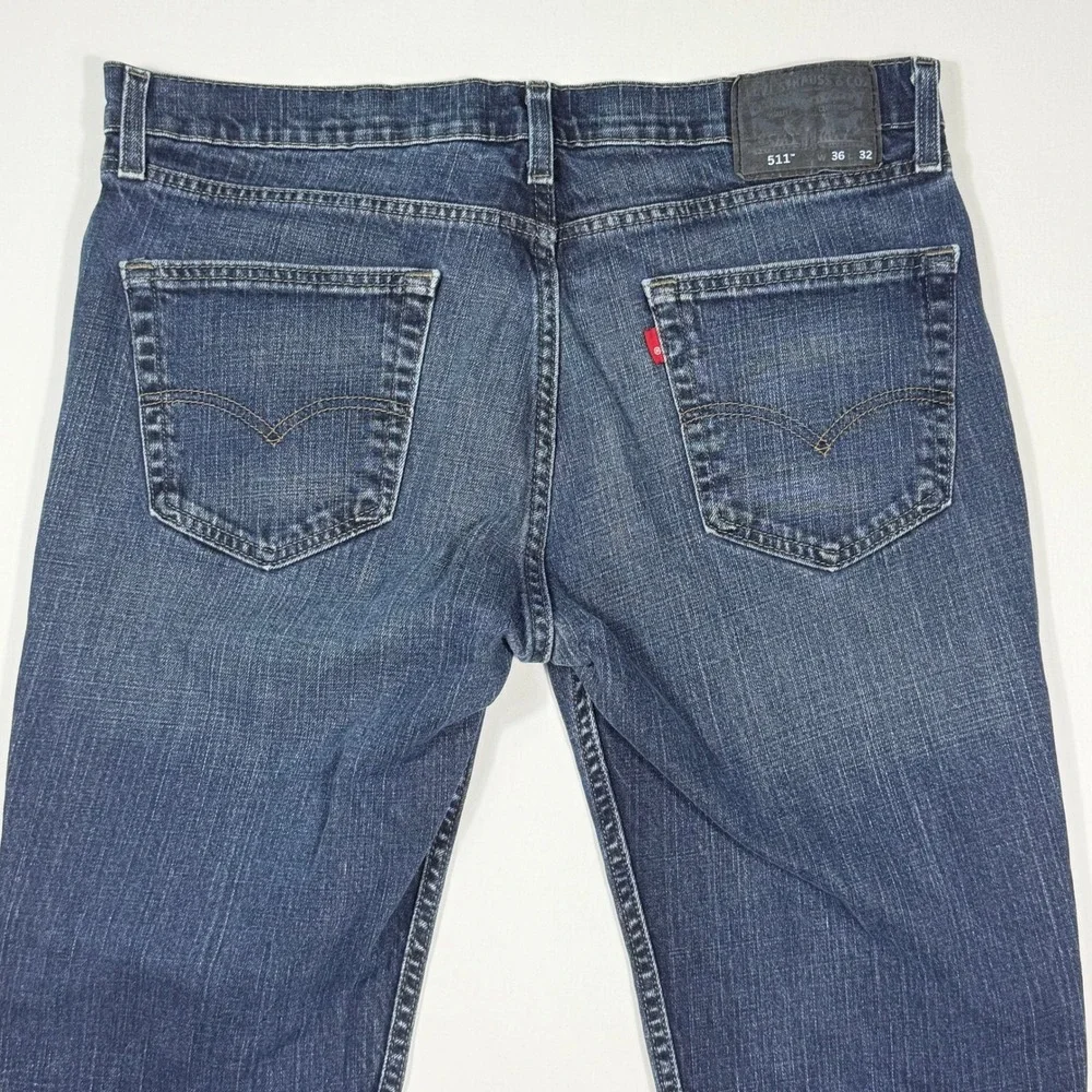Levis 511 Slim Fit Jeans Mens 36x32 Blue Medium Wash Denim Pants 04511-1472